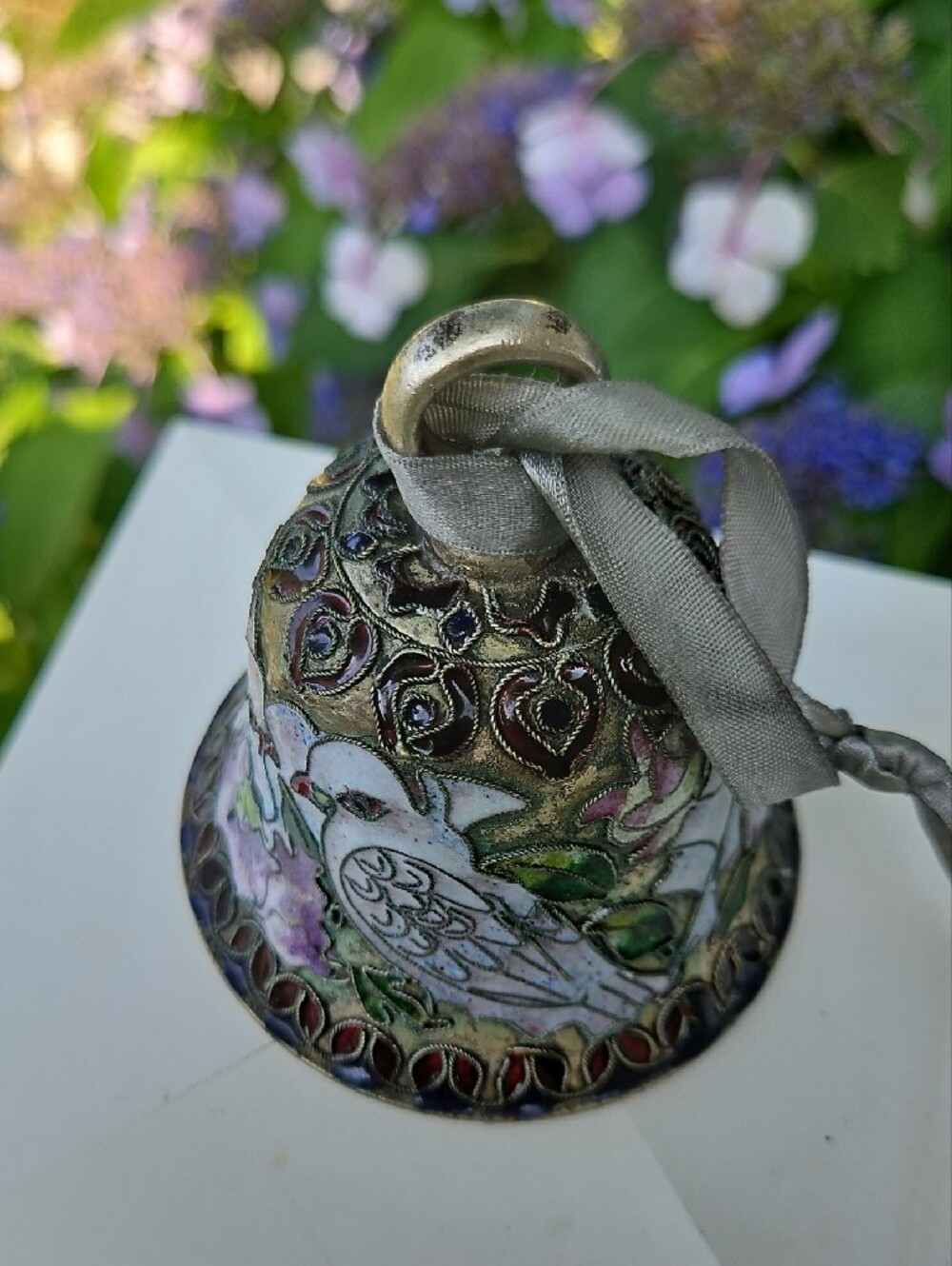 VTG Cloisonné Lovebird/Wedding Bell - Picture 5 of 6